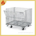 Foldable Metal Storage Cage Wire Mesh Container with Wheels